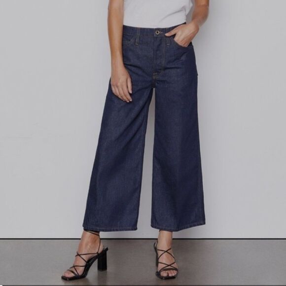 FRAME le Italien Wide Crop Italian rigid denim 100% cotton made in Italy sz 27 - Picture 2 of 12